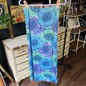 Vintage Floral Blue and Green Skirt